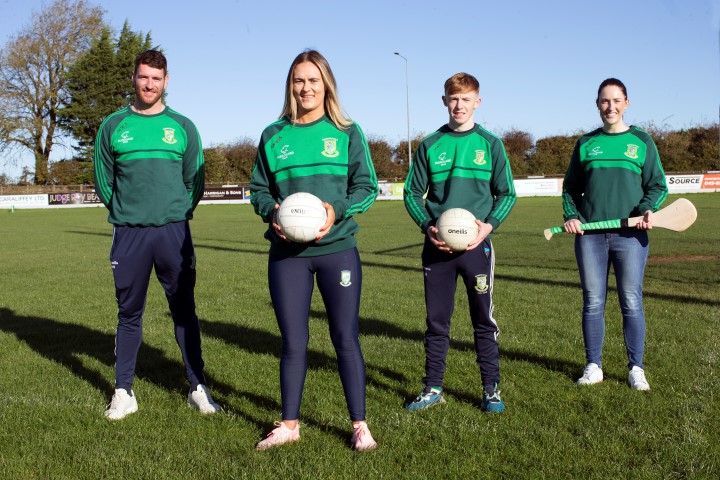 Dave Whyte, Amber Masterson, Josh Brannagan and Fionnuala Doyle wearing the new Moorefield GAA jersey.Photo: Tony Gavin