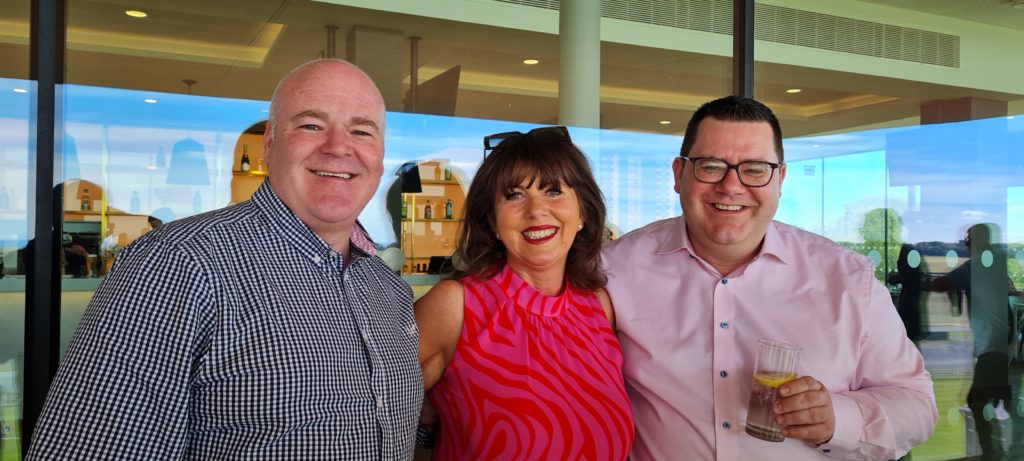 Garry Bergin and Lloyd Downey with Sally McEllistrim of Get It Across PR and Communications